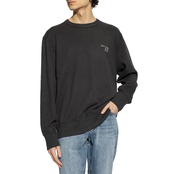 NEW RAG & BONE damon cotton logo sweatshirt in black - Picture 1 of 4